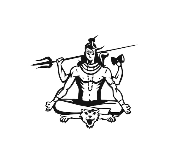 Maha shivratri - happy nag panchami  lord shiva - poster, hand drawn sketch vector illustration.