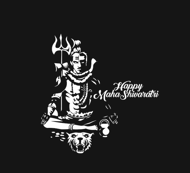 Маха Шиваратри - Счастливый Наг Панчами, Господь Шива - Плакат, векторная иллюстрация, нарисованная вручную .