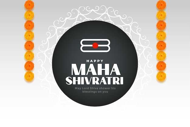 Free vector maha shivratri hindu festival greeting with marigold flower decoration