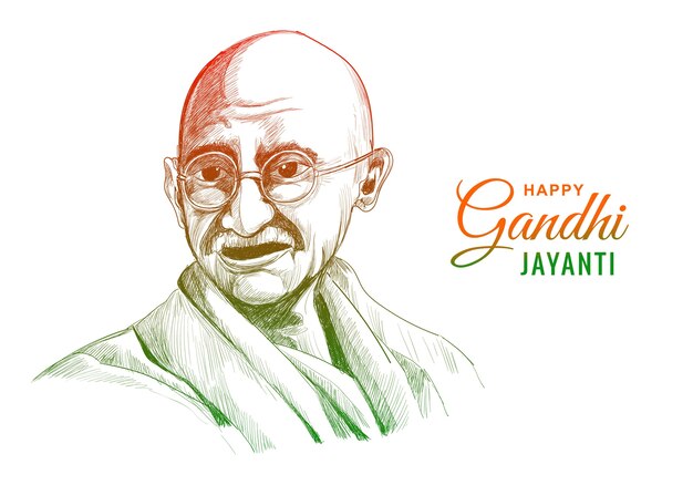 Махатма Ганди для ганди джаянти на белом