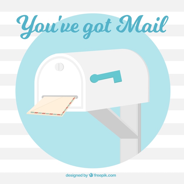 Mailbox background with envelope and text