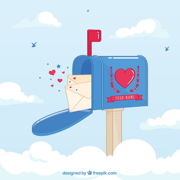 愛の手紙とメールボックスの背景