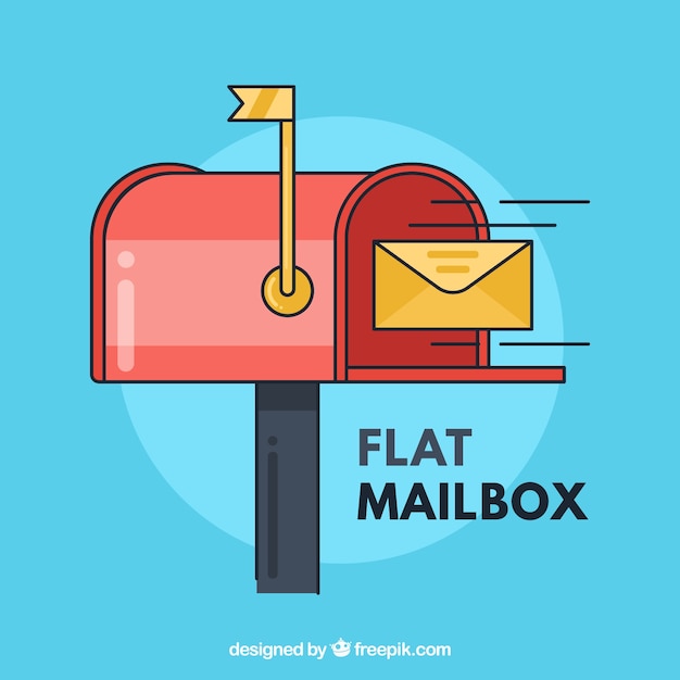 фон почтового ящика и желтый конверт в плоском дизайне