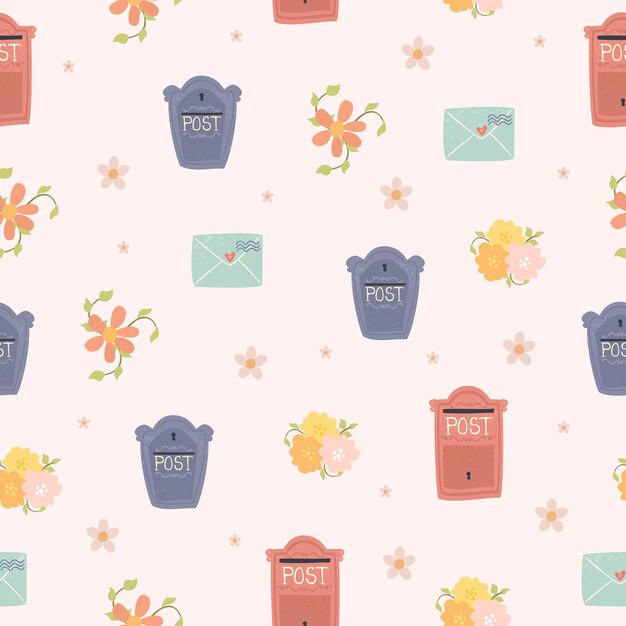 Mailboxes seamless pattern