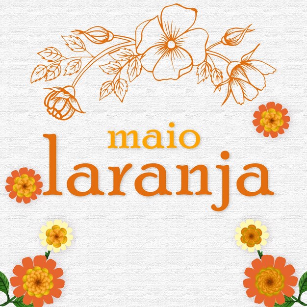 Free vector maio laranja light grey orange flowers background social media design banner free vector