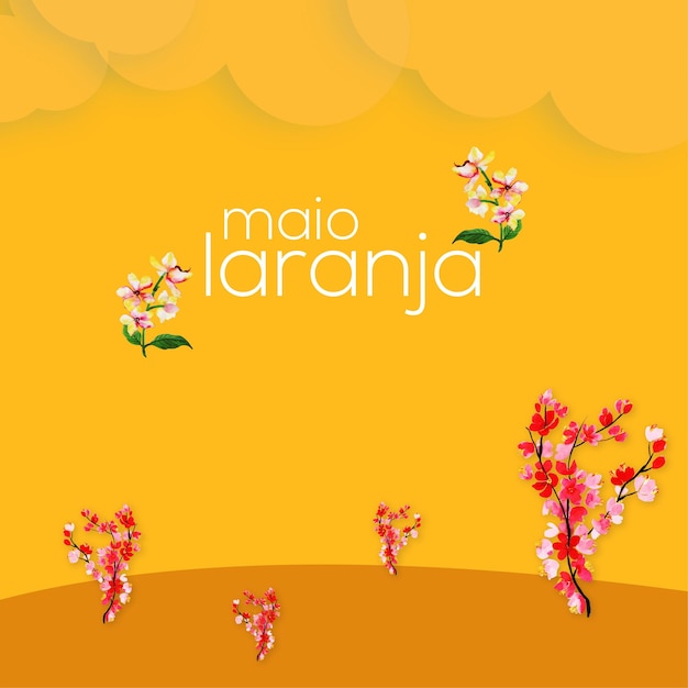 Free vector maio laranja orange pink flowers background social media design banner free vector