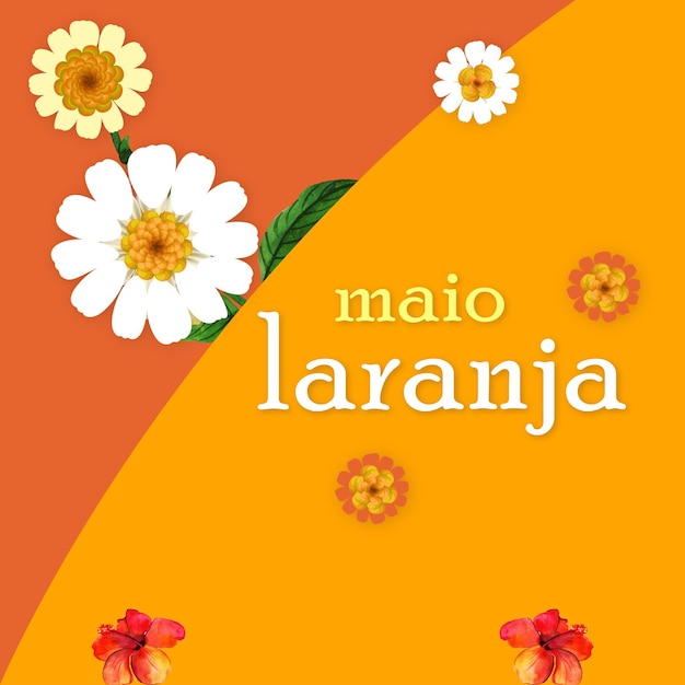 Maio Laranja Orange Red White Flowers Background Social Media Design Banner Free Vector