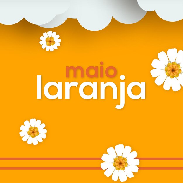 Maio Laranja Orange White Background Social Media Design Banner Free Vector