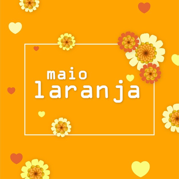 Maio Laranja Orange Yellow Flowers Background Social Media Design Banner Free Vector