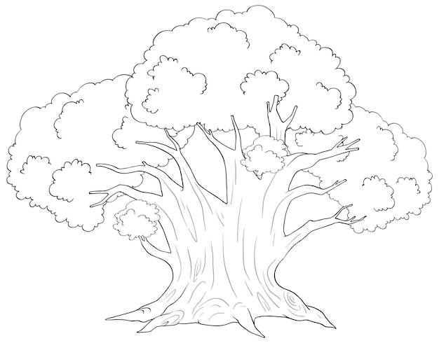 Free vector majestic tree line art illustration