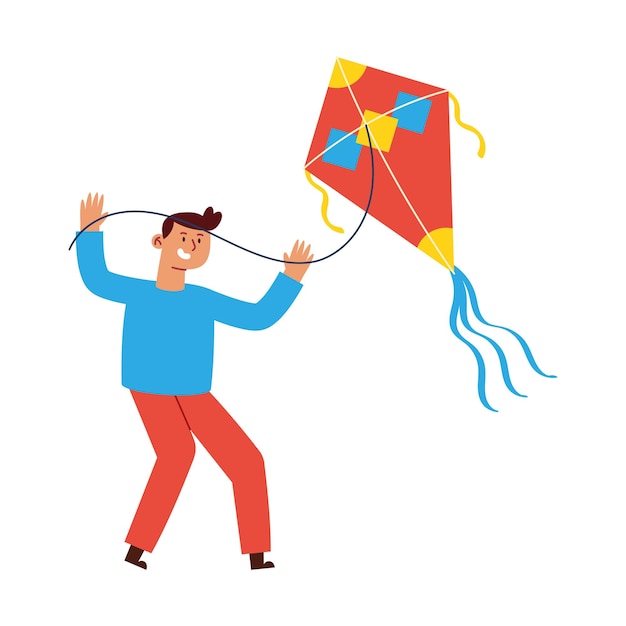 Free vector makar sankranti boy and kite