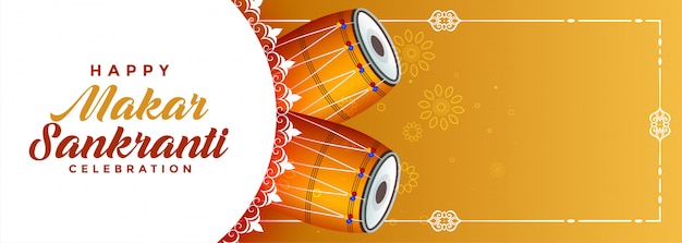 Makar sankranti celebration banner with copyspace