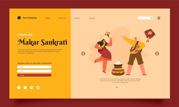 Makar sankranti celebration landing page template