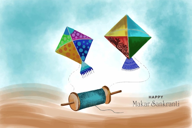 Free vector makar sankranti celebration with colorful kites design