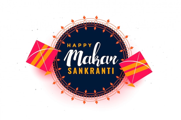 Free vector makar sankranti decorative background with colorful kites