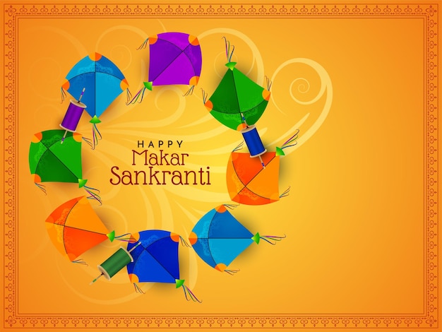 Free vector makar sankranti festival celebration beautiful background design vector