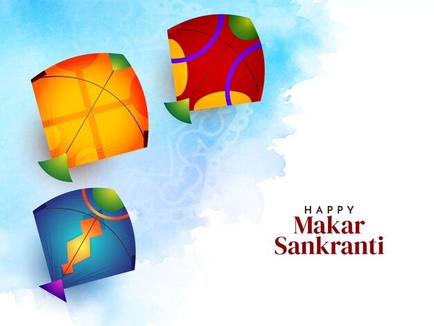 Makar Sankranti 축제 다채로운 연 배경 디자인 벡터