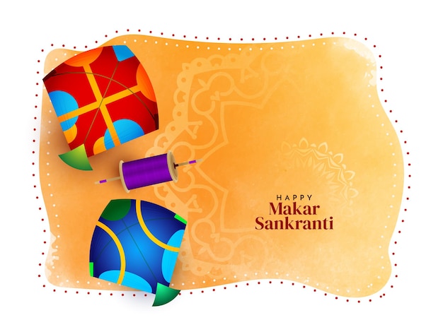 Makar Sankranti festival colorful kites background design vector