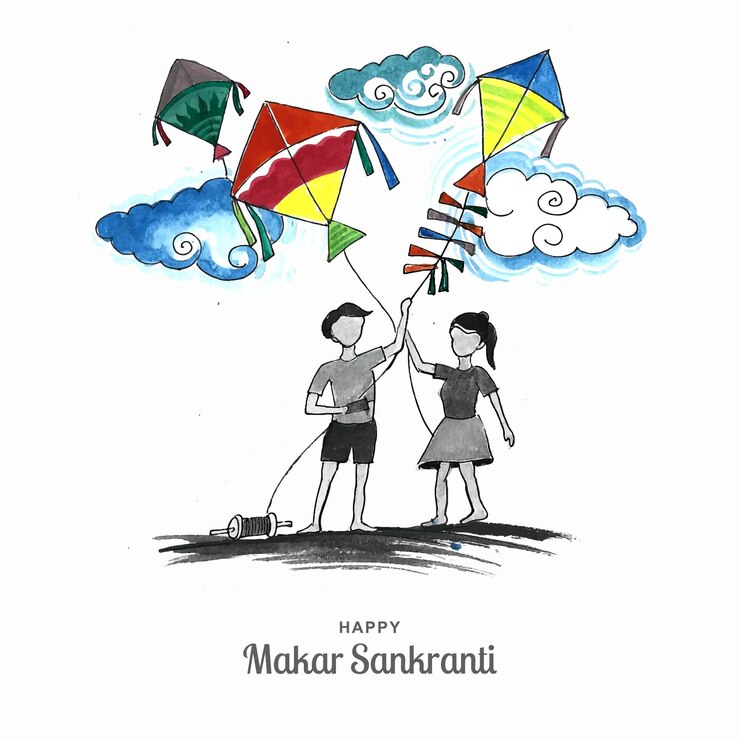 मुफ़्त वेक्टर makar sankranti greeting card holiday background