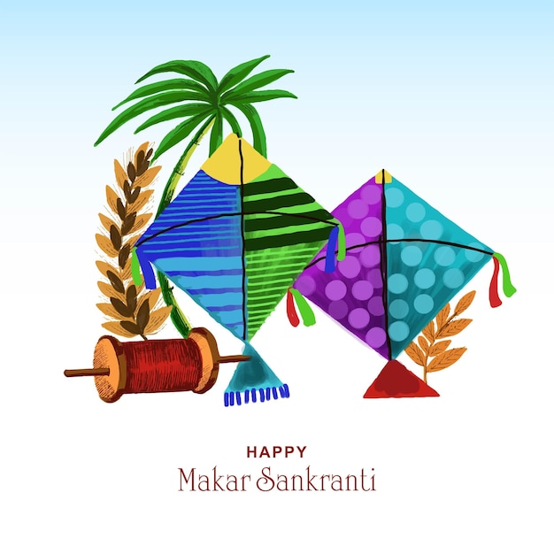 Free vector makar sankranti greeting card holiday background