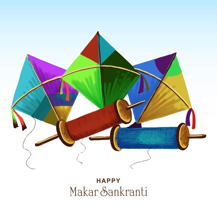 मुफ़्त वेक्टर makar sankranti greeting card holiday background
