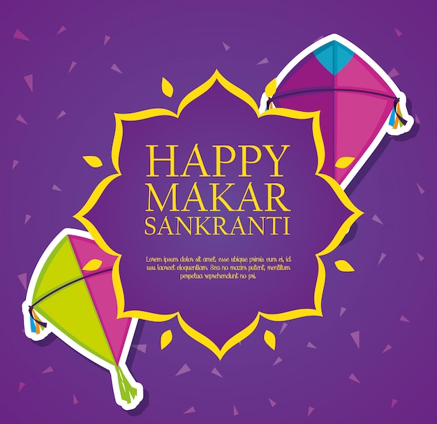 Free vector makar sankranti greeting template with kites