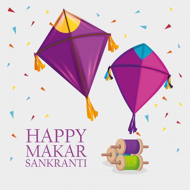 Makar Sankranti greeting with kites