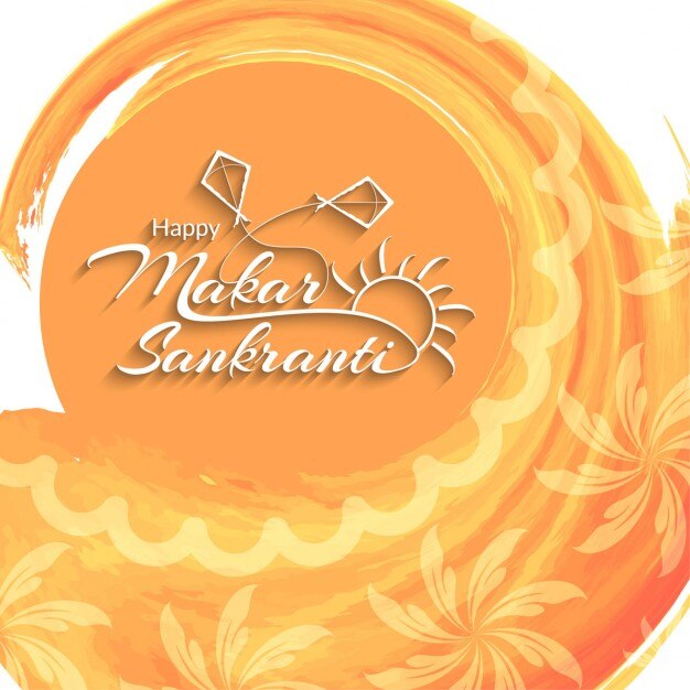 Free vector makar sankranti, orange background