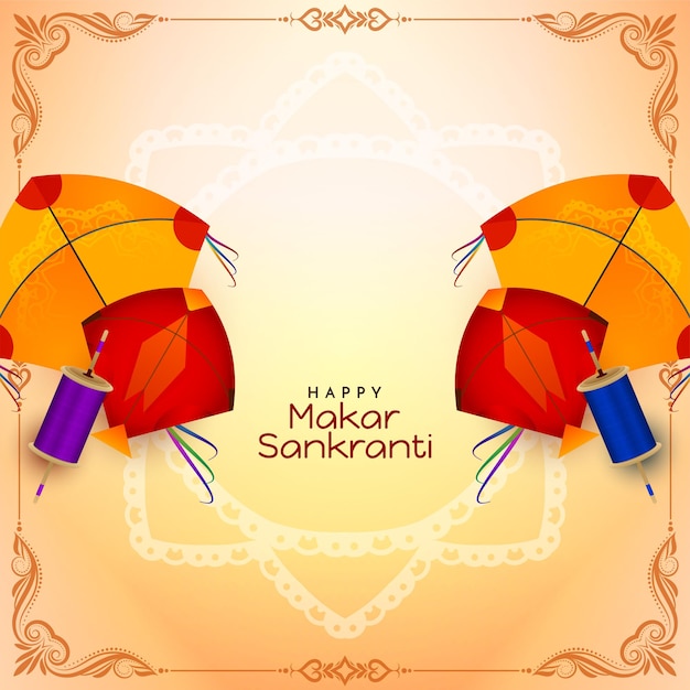 Makar sankranti traditional indian festival background design vector