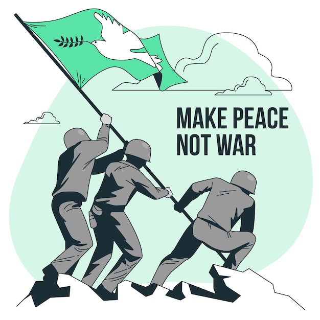 평화가 아닌 전쟁 개념 그림 만들기