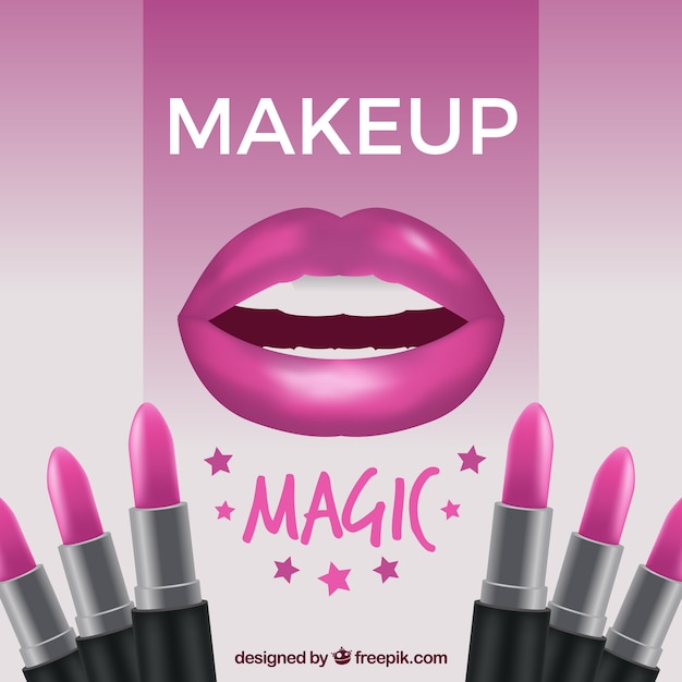 Make up background with lips and lipsticks