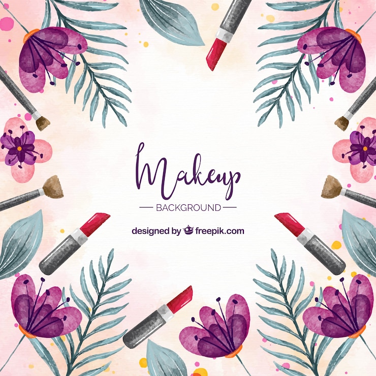 Free Vector make up background with watercolor elements