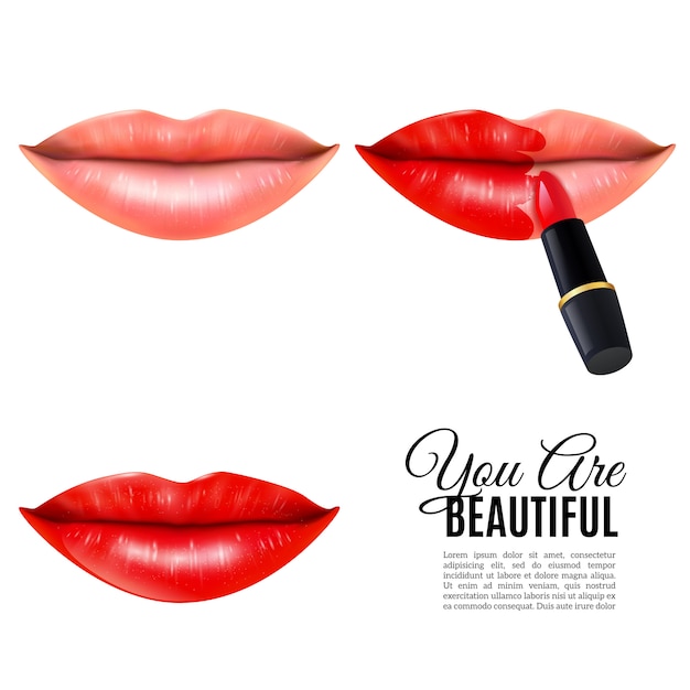 Make Up Beauty Lips Realistic Poster