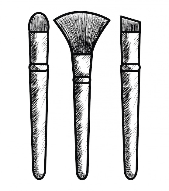 Make up brush drawing icon
