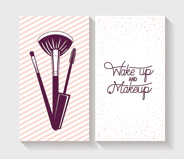 Free vector make up brushes accessories in card