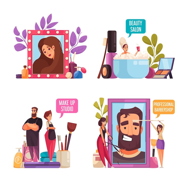 Makeup beautician stylist illustration set