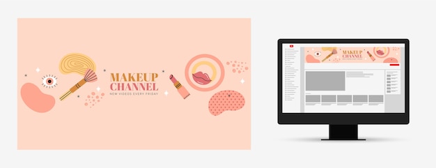 コンピューターとメイクアップチャンネルのウェブテンプレート