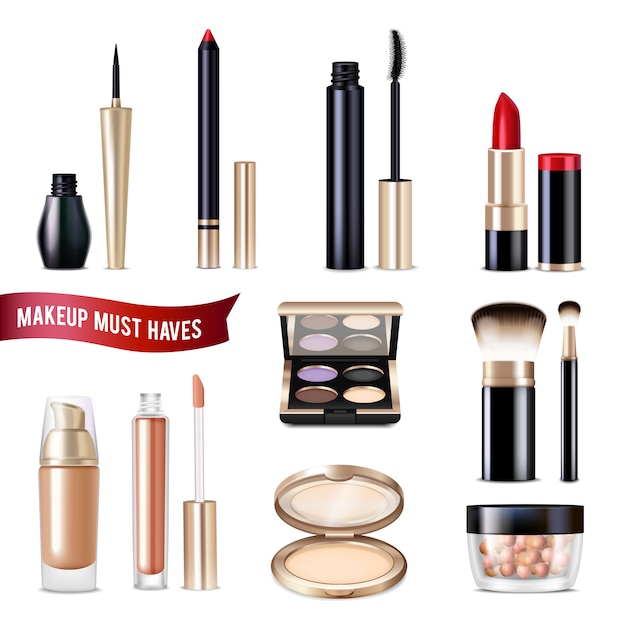 Free vector makeup items realistic set