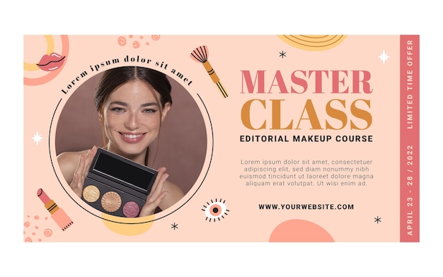 Vettore gratuito modello facebook di masterclass di trucco