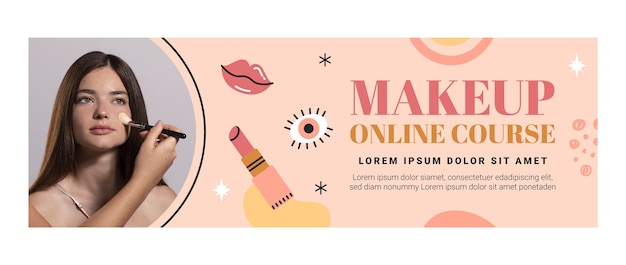 Free vector makeup online course facebook cover