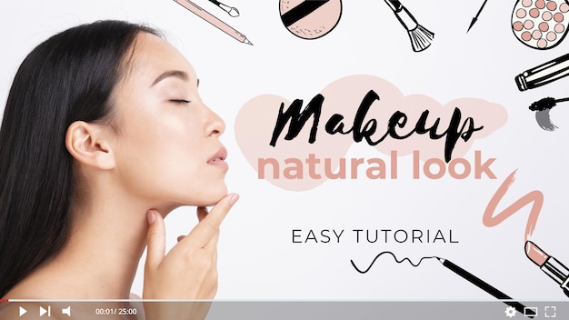 Free vector makeup tutorial youtube thumbnail