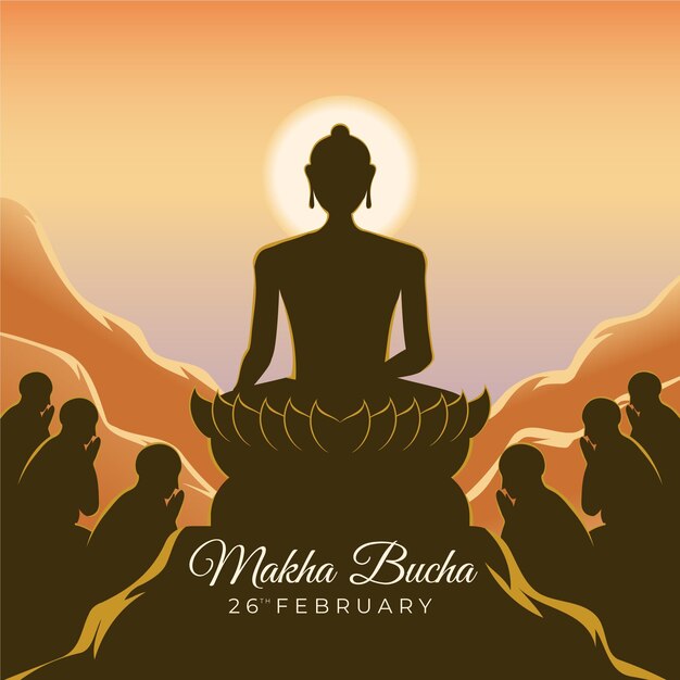 Makha Bucha Day Illustration