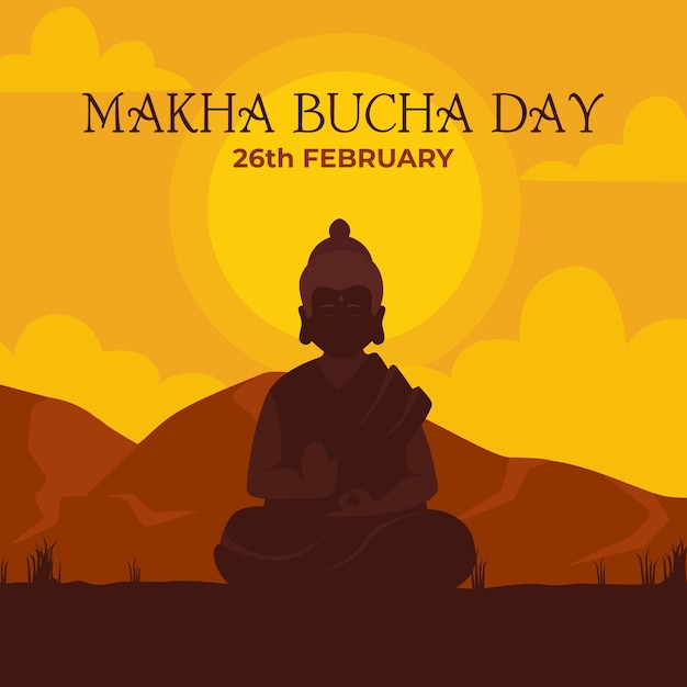Makha bucha day illustration