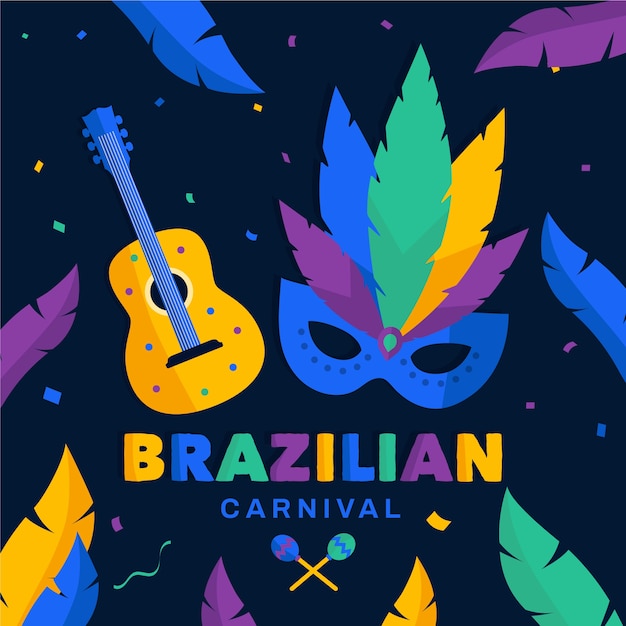 Maks and guitar theme for brazilian carnival