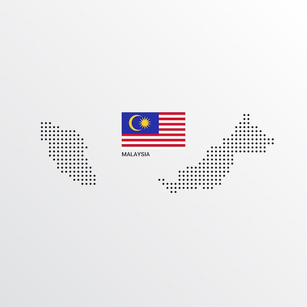 Malaysia map design with flag and light background vector