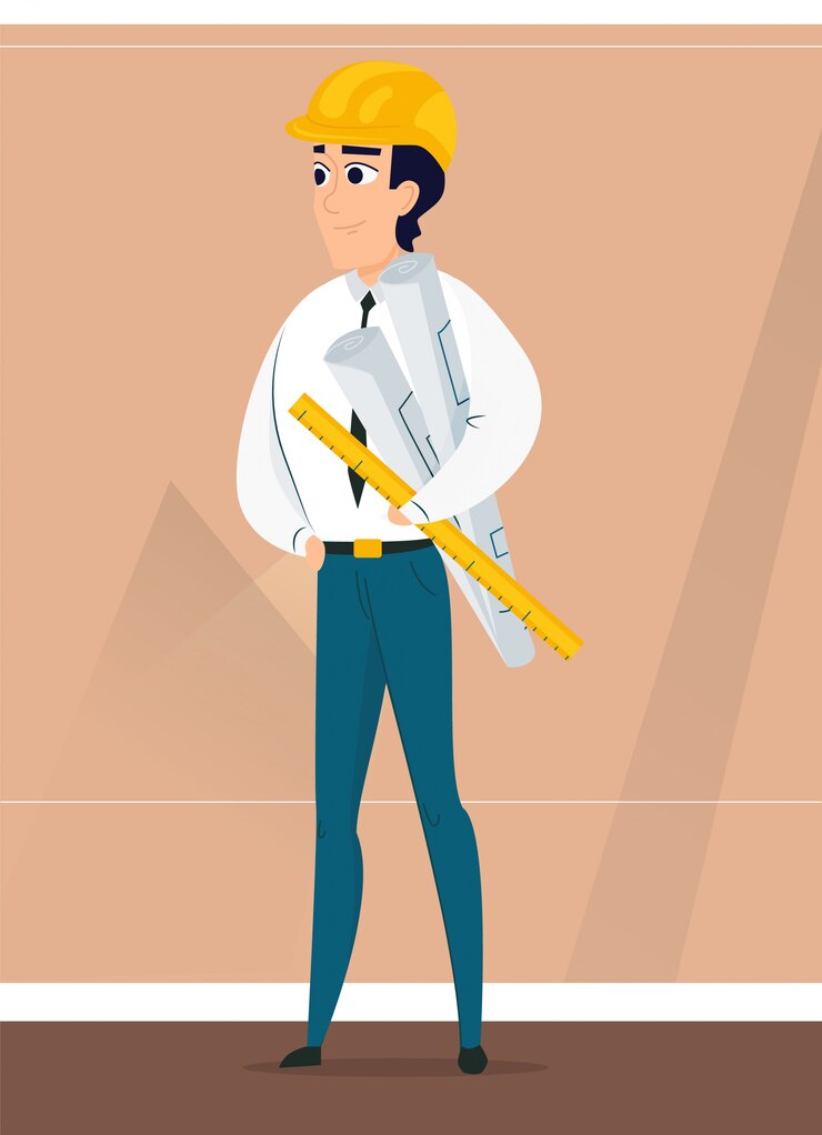 Free Vector male architect with design project in hand
