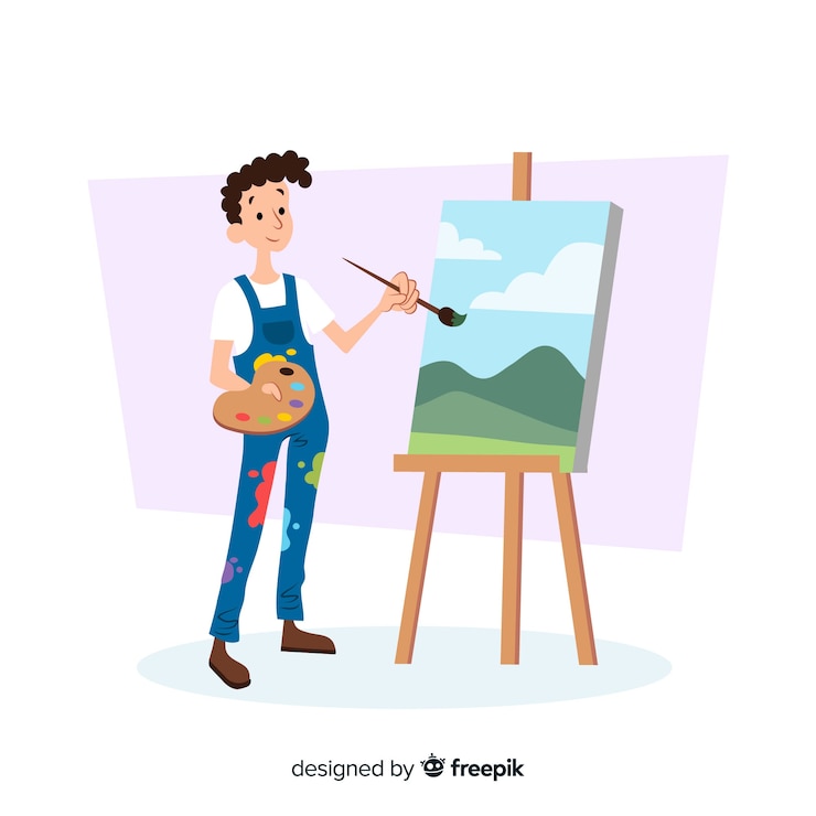 Free Vector male artist doing his work