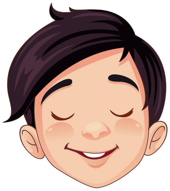 Free vector male asian cartoon face closing his eyes