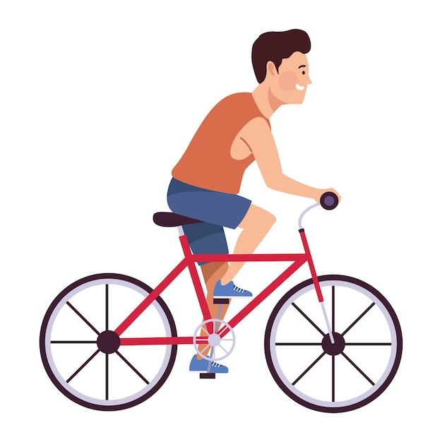 Vettore gratuito atleta maschio nel carattere della bicicletta