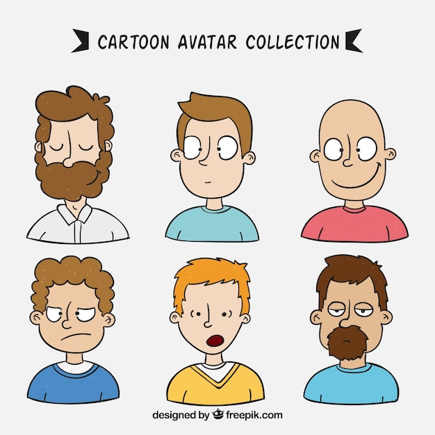 Free vector male avatars with hand drawn style